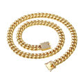 Fashion Hip Hop 14mm Thick Cuban Chain Necklace Stainless Steel Jewelry Pendant Encryption Micro Diamond Buckle Collar